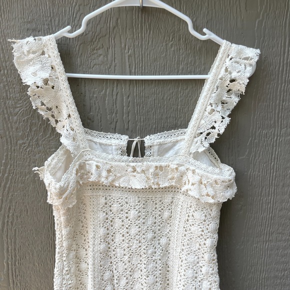 Free People  Size 2 Cross My Heart Crochet Mini Dress Lace Ecru Sleeveless‎ NWT - Picture 8 of 10